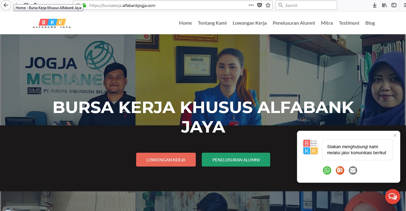 Website BKK Alfabank Jaya Jogja