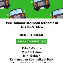 Lowongan Kerja Sales Counter Perusahaan Otomotif di Yogyakarta